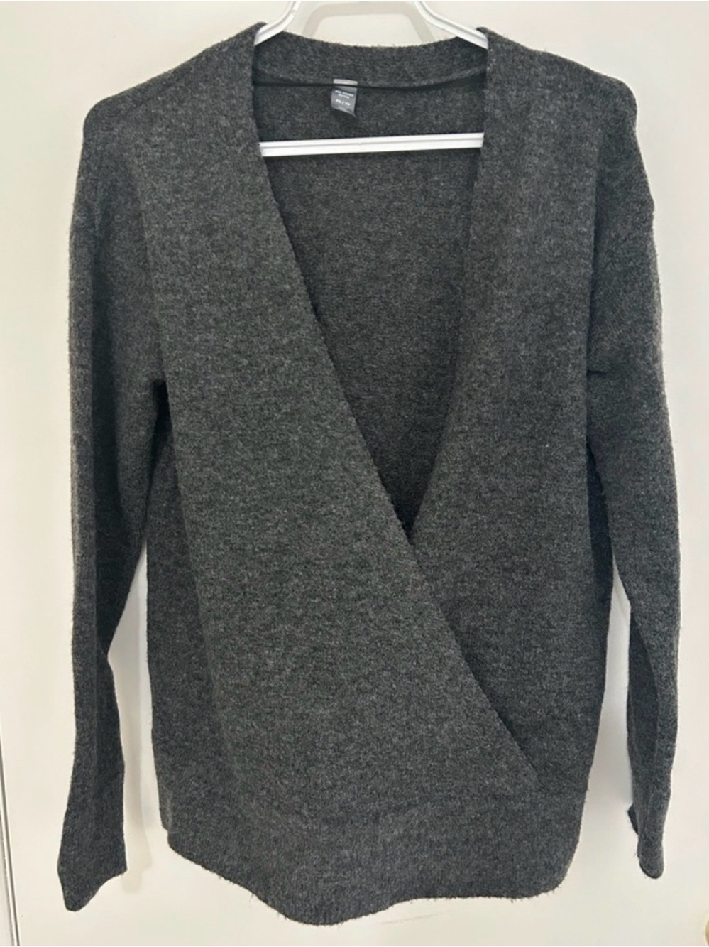 Maternity Charcoal Wrap-Front V-Neck Sweater - Unbranded